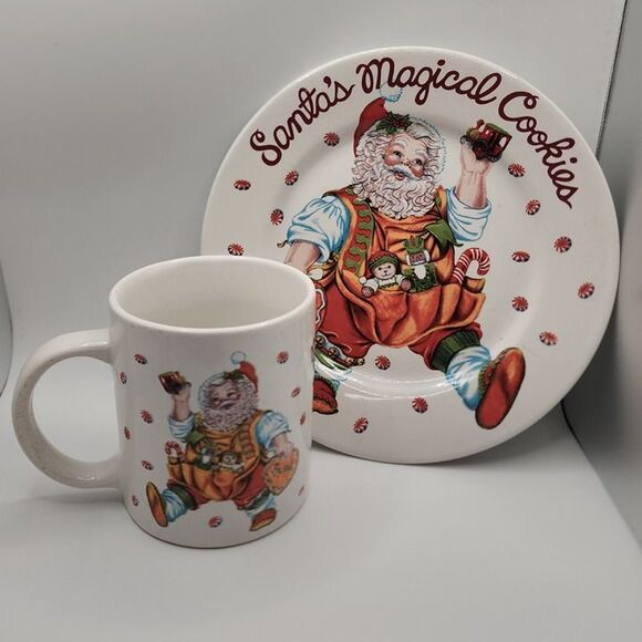 Vintage Santa's Magical Cookies plate and mug - Picture 2 of 10